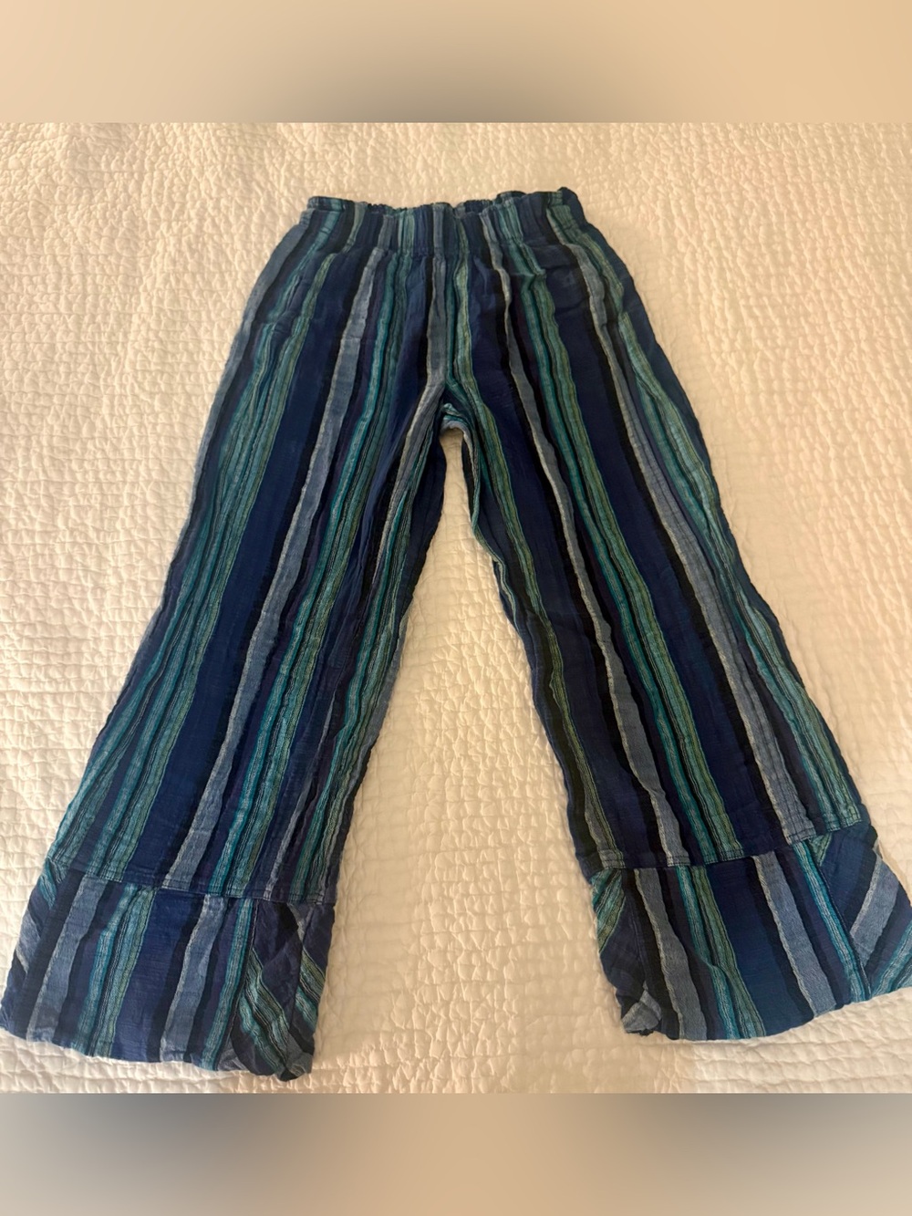 NWOT Free People Blue Striped Wide-Leg Pants - Picture 10 of 15